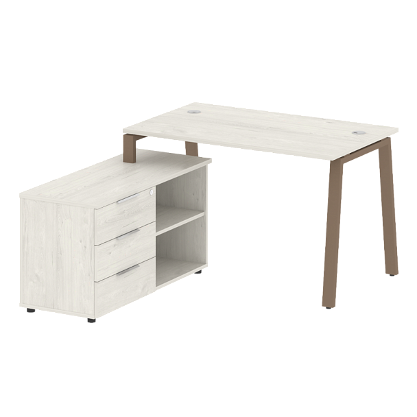 Metal System Р. ст. с тумбой на А-образном м/к БА.РС-СТС-2.2 (L) Дуб наварра/Мокко металл 1300*1520*750 - Вид 1