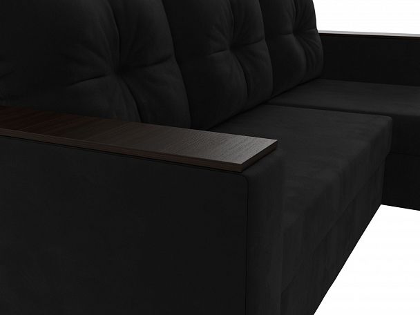 Угловой диван Атланта Лайт Б/С правый (полностью микровельвет черный) - Вид 4