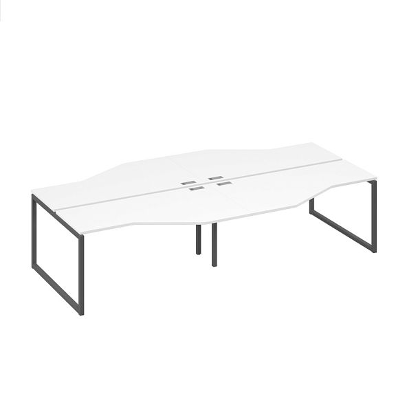 Рабочая станция со столами (4х160) Техно опоры QUATTRO A4 А4 Б4 188-2 БП белый премиум / металлокаркас антрацит - Вид 1