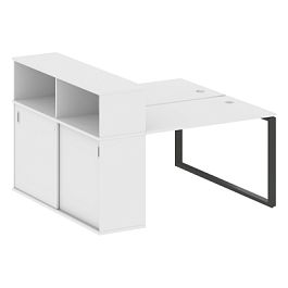 Metal System Р. ст. с шкафом-купе на О-образном м/к БО.РС-СШК-2.2 Т Белый/Антрацит металл 1610*1475*1098 - Фото предпросмотра