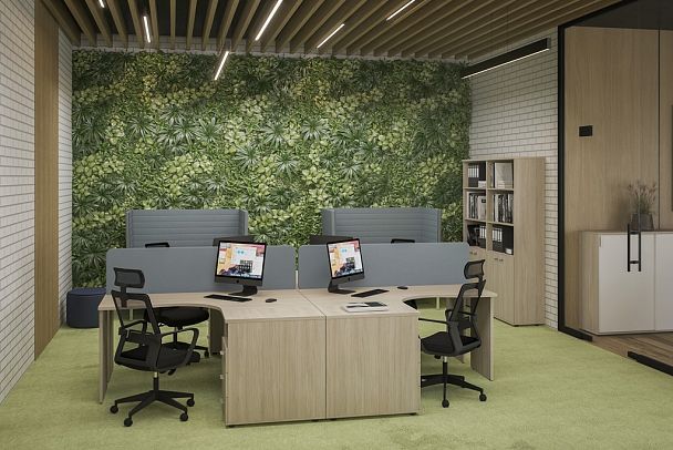 Рабочая станция Sigma 1600х1638х750 / профиль: 60х30 антрацит; столешница: дуб светлый - Вид 12