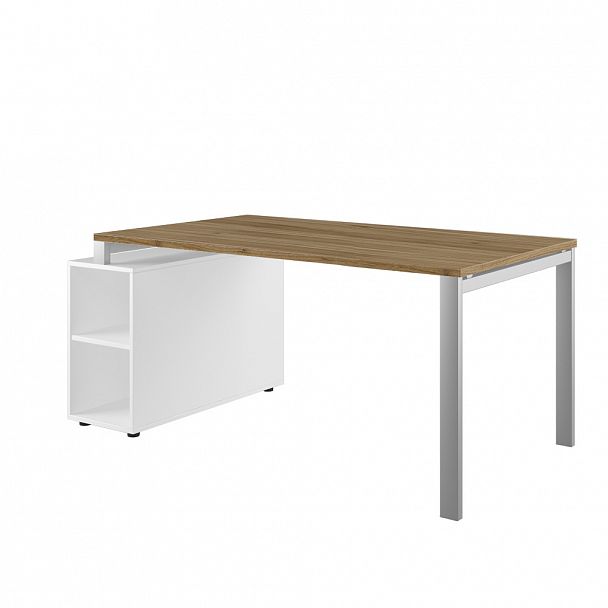 Стол руководителя на опорной тумбе. Правый Tess 160x90x75 орех - Вид 1