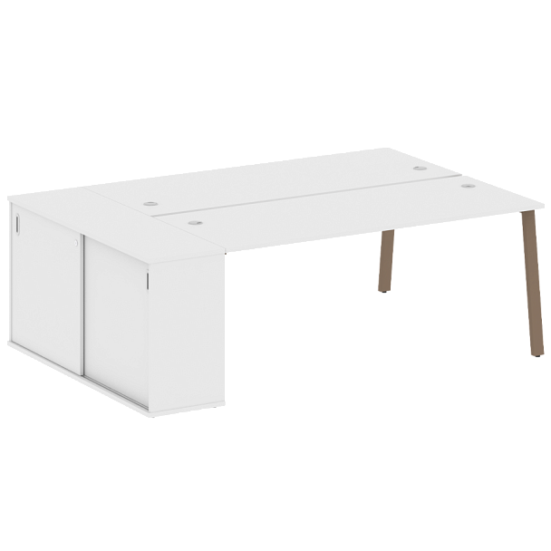 Metal System Р. ст. с шкафом-купе на А-образном м/к БА.РС-СШК-1.5 Т Белый/Мокко металл 2210*1475*750 - Вид 1