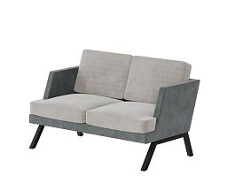 Aldo Диван двухместный ALD-02L Storm 022/Storm 017/Металл Черный 1430*875*890 - Фото предпросмотра