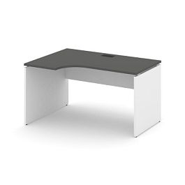 Стайл Проджект Стол рабочий эргоном. SN-D.SPA-011(L) Антрацит NEW/Белый/Черная Заглушка 1380*700/980 - Фото предпросмотра