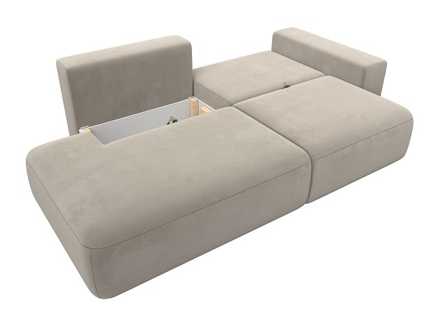 Диван прямой Лига-036 Модерн подлокотник справа Микровельвет бежевый - Вид 8