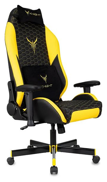 Кресло игровое Knight Neon черный/желтый соты экокожа с подголов. крестов. металл - Вид 1