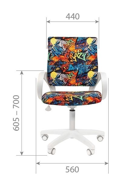 Кресло CHAIRMAN KIDS 103 LT, пластик белый, ткань велюр, принт CRAZY - Вид 4