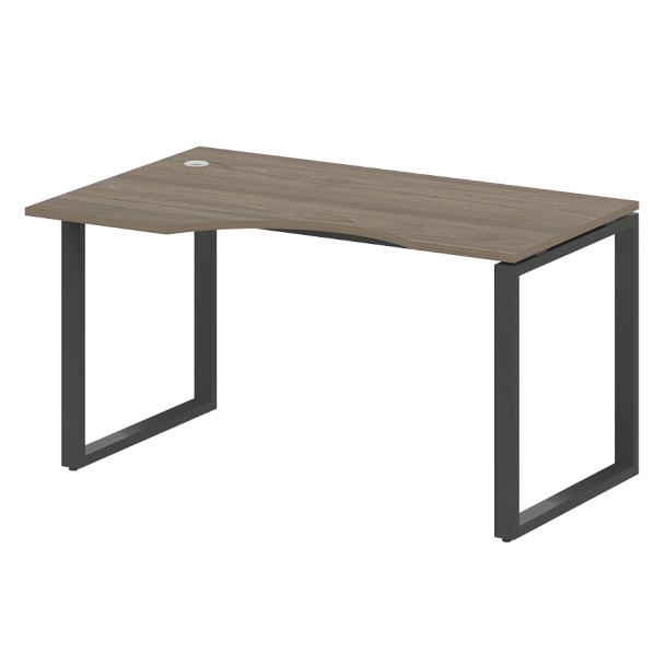 Metal System Стол криволинейный левый на О-образном м/к БО.СА-2 (L) Вяз/Антрацит металл 1400*900*750 - Вид 1