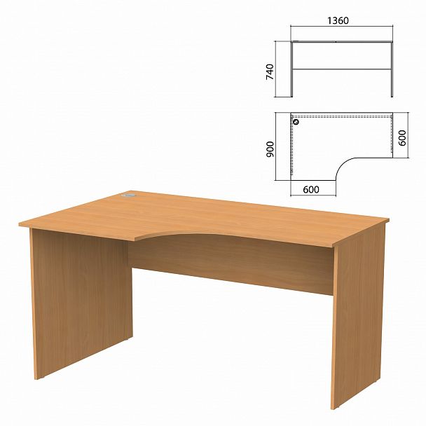 Стол письменный эргономичный "Бюджет" 1360х900х740 мм, левый, груша ароза, 402662-336 - Вид 2