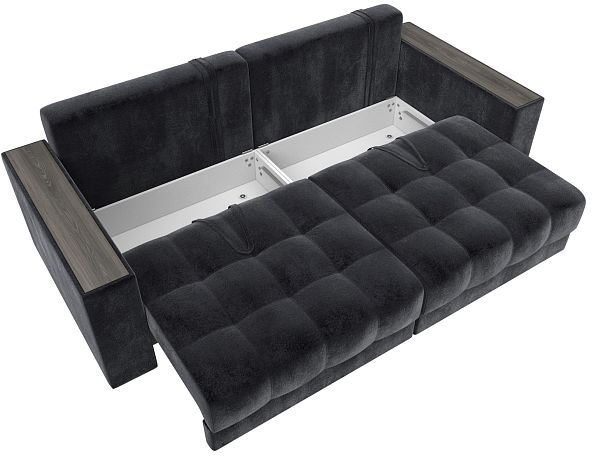 Диван прямой с декором Лига-049 НПБ Велюр серый - Вид 8