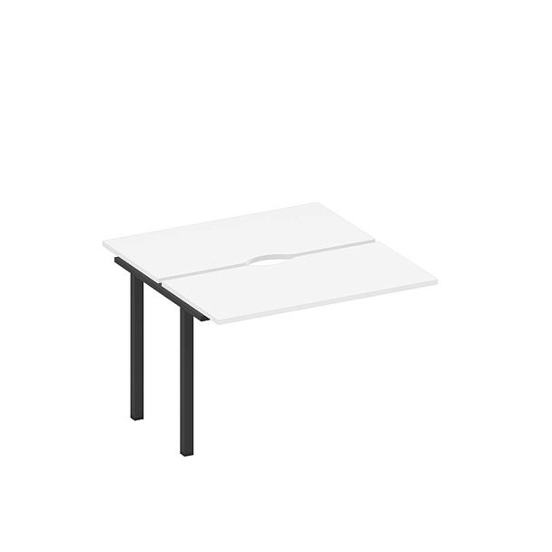 Секция стола рабочей станции на металлокаркасе, столешницы с вырезом Space+ А1 ЧР 170.2-1 БП белый премиум / черный гладкий - Вид 1