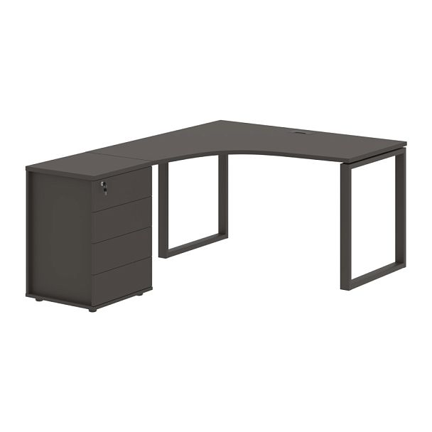 Стол эргономичный с тумбой EQCET 1318(L) Мокко/Мокко 1360х1880х750 EDIS - Вид 1