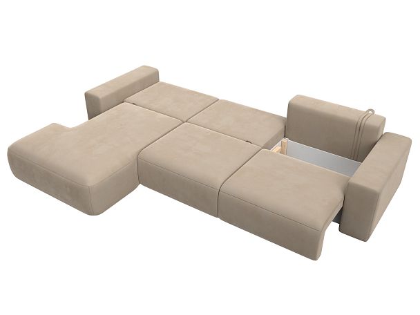 Диван угловой Лига-036 Классик Лонг левый угол Велюр бежевый - Вид 9