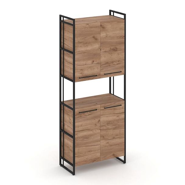 Rift Шкаф 5 ниш широкий RF.SS-52 Дуб Табак/Металл Черный 420*396*2010 - Вид 1