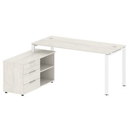 Metal System Р. ст. с тумбой на П-образном м/к БП.РС-СТС-2.4 (L) Дуб наварра/Белый металл 1700*1520*750 - Фото предпросмотра