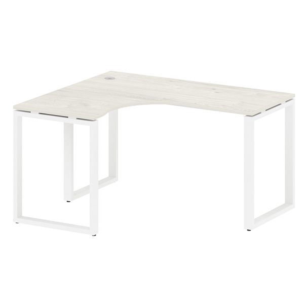 Metal System Стол криволинейный левый на О-образном м/к БО.СА-3 (L) Дуб наварра/Белый металл 1400*1200*750 - Вид 1