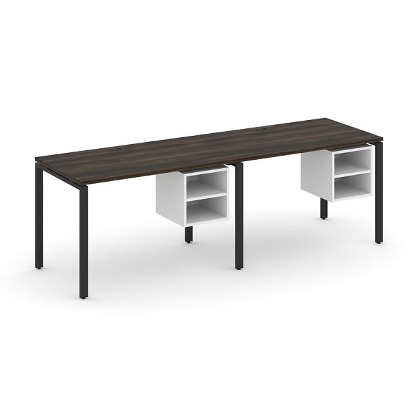 Concept Рабочая станция односторонняя с подвес. тумбами 2 места CN.ORS-106 Дуб Мали/Белый Бриллиант/Металл Черный 2360*720*750 - Вид 1