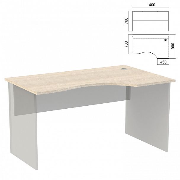 Стол эргономичный ЧАСТЬ 1 "Арго", 1400х900х760 мм, правый, ясень шимо - Вид 2