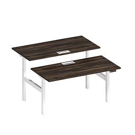 Рабочая станция на электроприводе с заглушками Elevo А2 БГ 103 ДР дуб ристретто/ белый гладкий - Фото предпросмотра