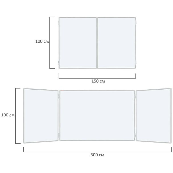 Доска магнитно-маркерная 3-элементная, 100х150/300 см, Польша, Гарантия 10 ЛЕТ, белая, BRAUBERG, 238035 - Вид 8