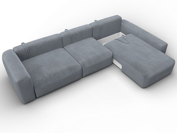 Диван угловой Лига-066 НПБ Лонг угол правый Велюр серый - Вид 8