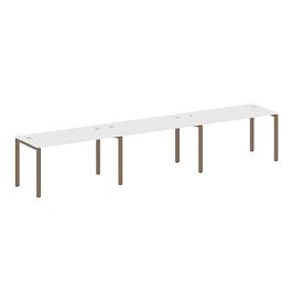 Metal System Р. ст. на 3 раб. места на П-образном м/к БП.СМ-3.3 Белый/Мокко металл 4200*720*750 - Фото предпросмотра
