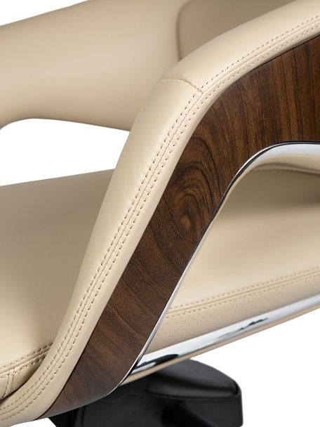 Кресло Шопен LB / бежевая кожа / алюминий крестовина - Вид 6