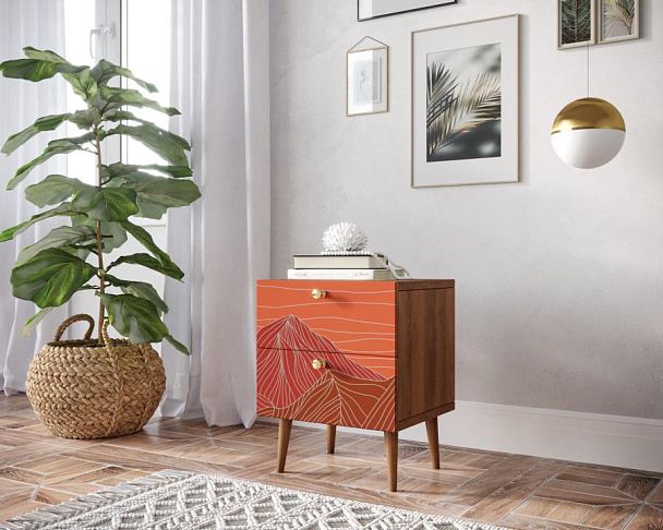 Тумбочка Berber с двумя ящиками 49 принт арт BB03/Print_49, разноцветная - Вид 3