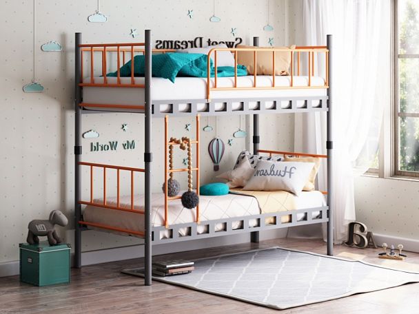 Кровать двухъярусная "Мальта" серый/оранжевый - Вид 1