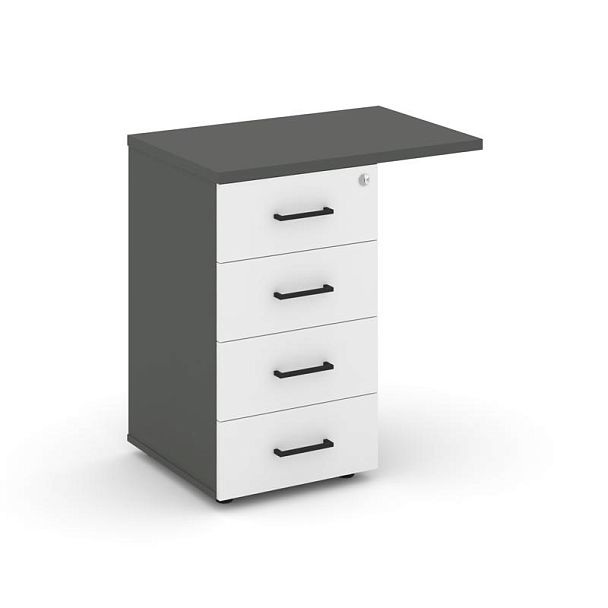 Стайл Проджект Тумба приставная SN.TPP-002 Антрацит/Антрацит/Белый/Черный Ручки 416/700*460*750 - Вид 1