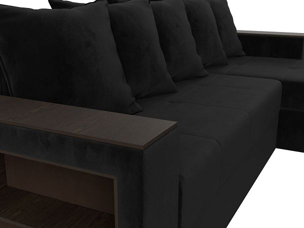Диван угловой Дубай Лайт угол правый (полностью велюр черный) - Вид 4