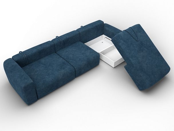 Диван угловой Лига-066 НПБ Лонг угол правый Велюр синий - Вид 7