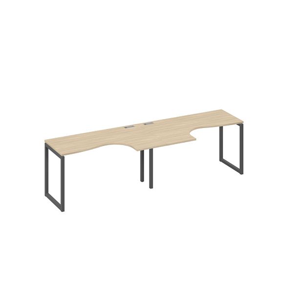 Станция столы 2х140 Классика эргономичные опоры QUATTRO A4 А4 Б4 033-2 БП дуб скандинавский / металлокаркас антрацит - Вид 1