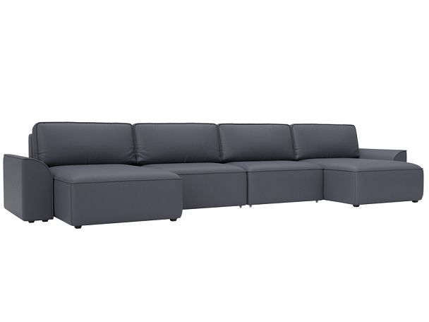 Диван п-образный Лига-048 НПБ лонг Экокожа серый - Вид 1