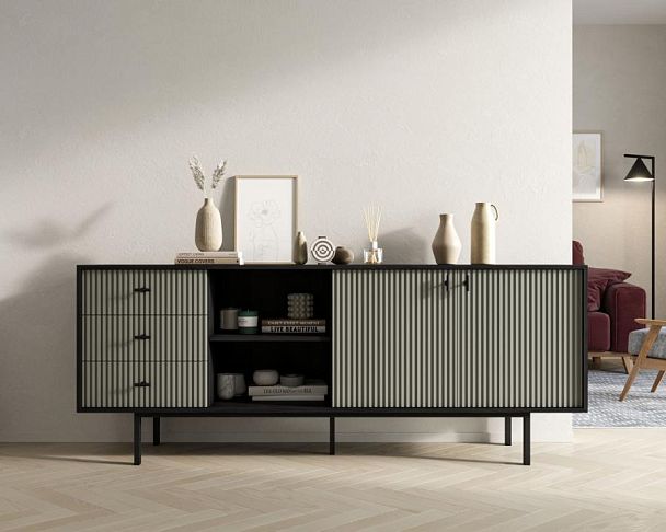 Комод с дверками и нишей Emerson арт EM15/gray/L - Вид 5