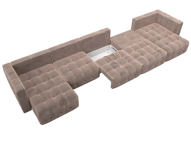 Диван П-образный Лига-052 НПБ МегаЛонг Велюр бежевый - Вид 8