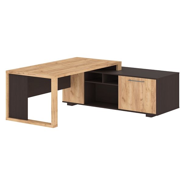 Стол руководителя с тумбой ACT 2118(R) Дуб Бофорд/Венге Магия 2100х1800х750 ALTO - Вид 1