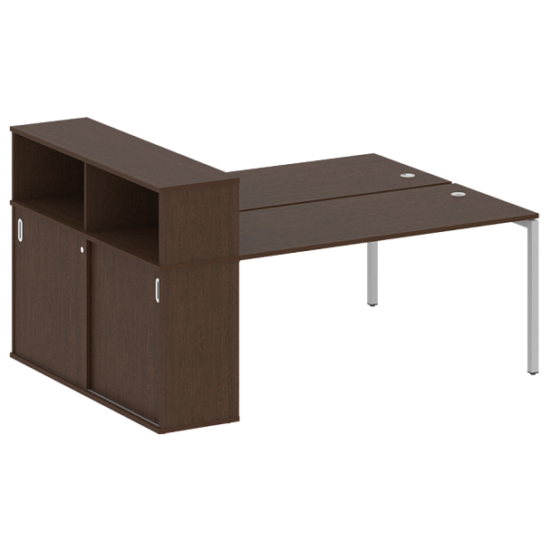 Metal System Quattro Р. ст. с шкафом-купе на П-образном м/к 40БП.РС-СШК-2.4 Т Венге/Серый металл 2010*1475*1098 - Вид 1