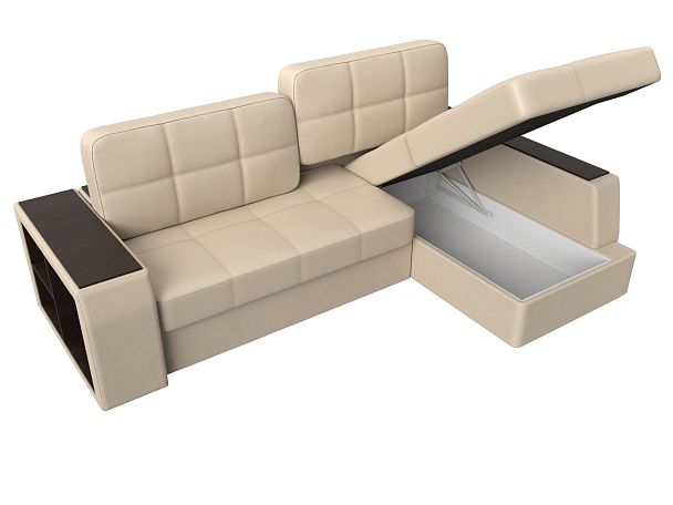 Угловой диван Брюссель правый (полностью экокожа бежевая) - Вид 7