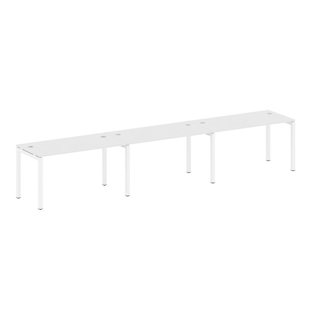 Metal System Quattro Р. ст. на 3 раб. места на П-образном м/к 50БП.СМ-3.3 Белый/Белый металл 4200*720*750 - Вид 1