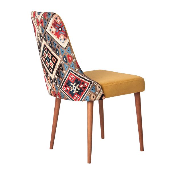 Стул Kongsberg без прострочки, велюр Teddy 011, спинка гобелен Келим, ножки бук - Вид 7