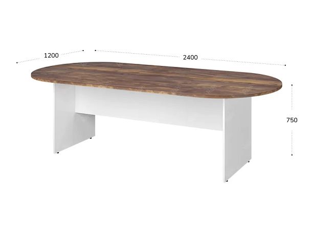 TANDEM RTD011-240-SH Конференц-стол овальный ун-й 2400х1200х750 Таксония шоколадная/Белый - Вид 2