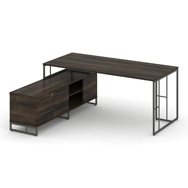 Rift Direct Стол руководителя на опорной тумбой RF.SRT-24 (L) Дуб Мали/Металл Антрацит 1580*1600*750 - Вид 1