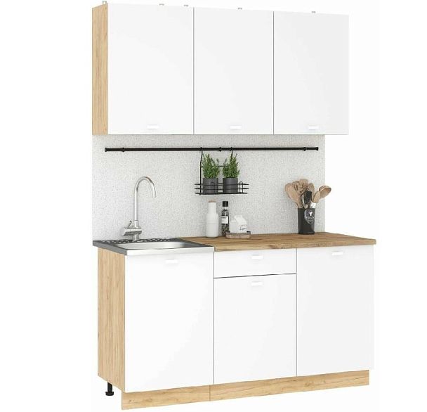 кухня Дана 1,5 дуб крафт золотой/белый - Вид 1