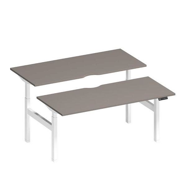 Рабочая станция на электроприводе с вырезами Elevo А2 БГ 104.2 МП мокко премиум / белый гладкий - Вид 1
