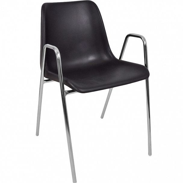 Стул Vicenza (4 высокие ножки c подлокотниками), каркас Хром, черный, стопируемый - Вид 1
