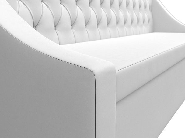 Кухонный прямой диван Мерлин (полностью экокожа белая) - Вид 3