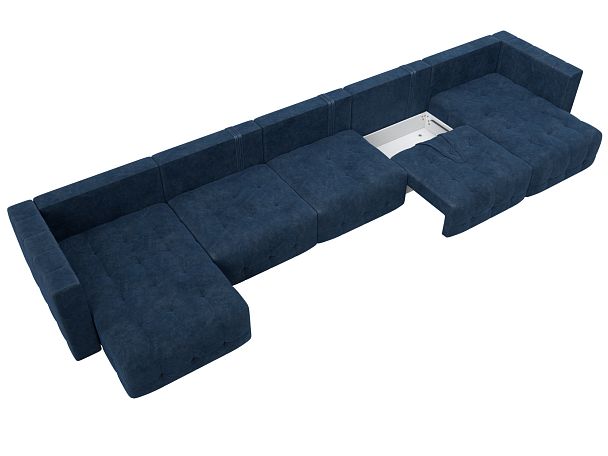 Диван П-образный Лига-052 НПБ МегаЛонг Велюр синий - Вид 7