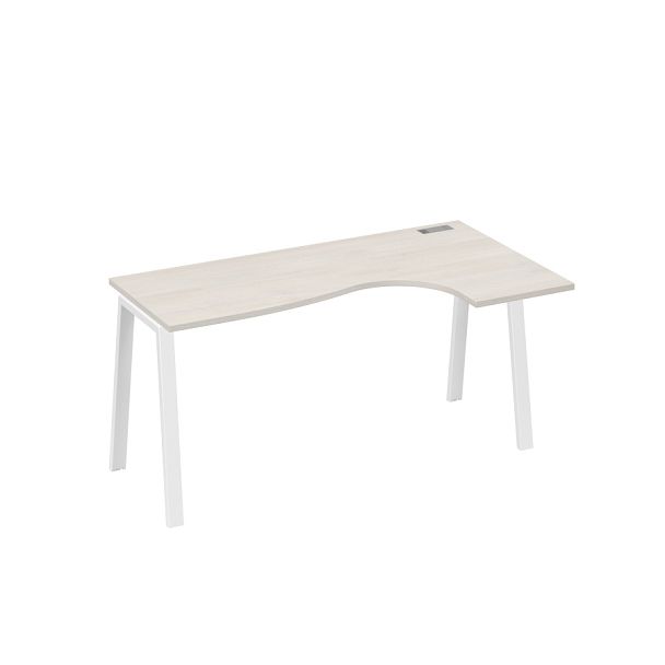Стол эргономичный правый "Классика" на металлокаркасе TRE A4 А4 Б3 036 БП дуб / металлокаркас белый - Вид 1